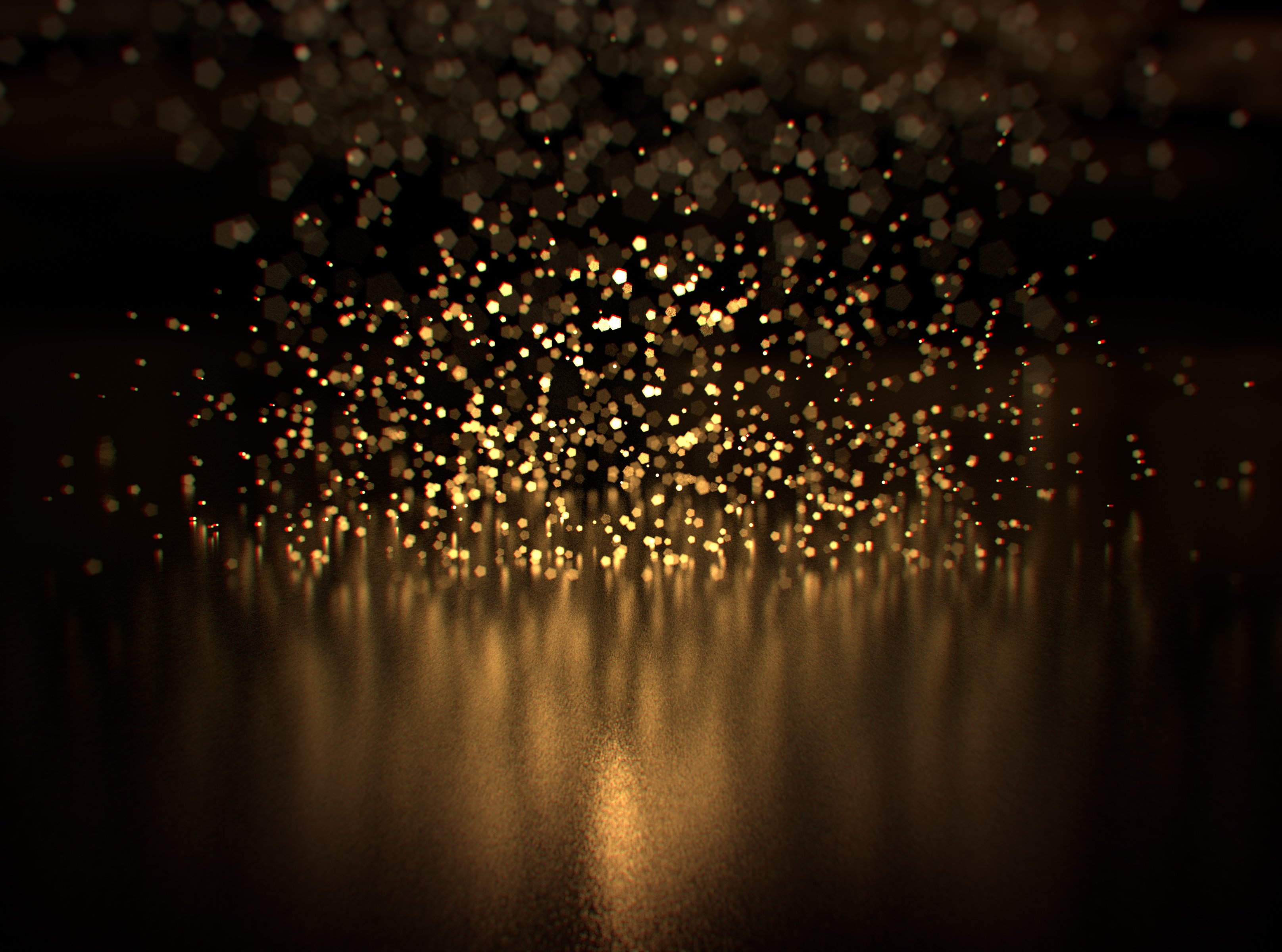 Glitter lights background. Gold and black. De-focused, bokeh.