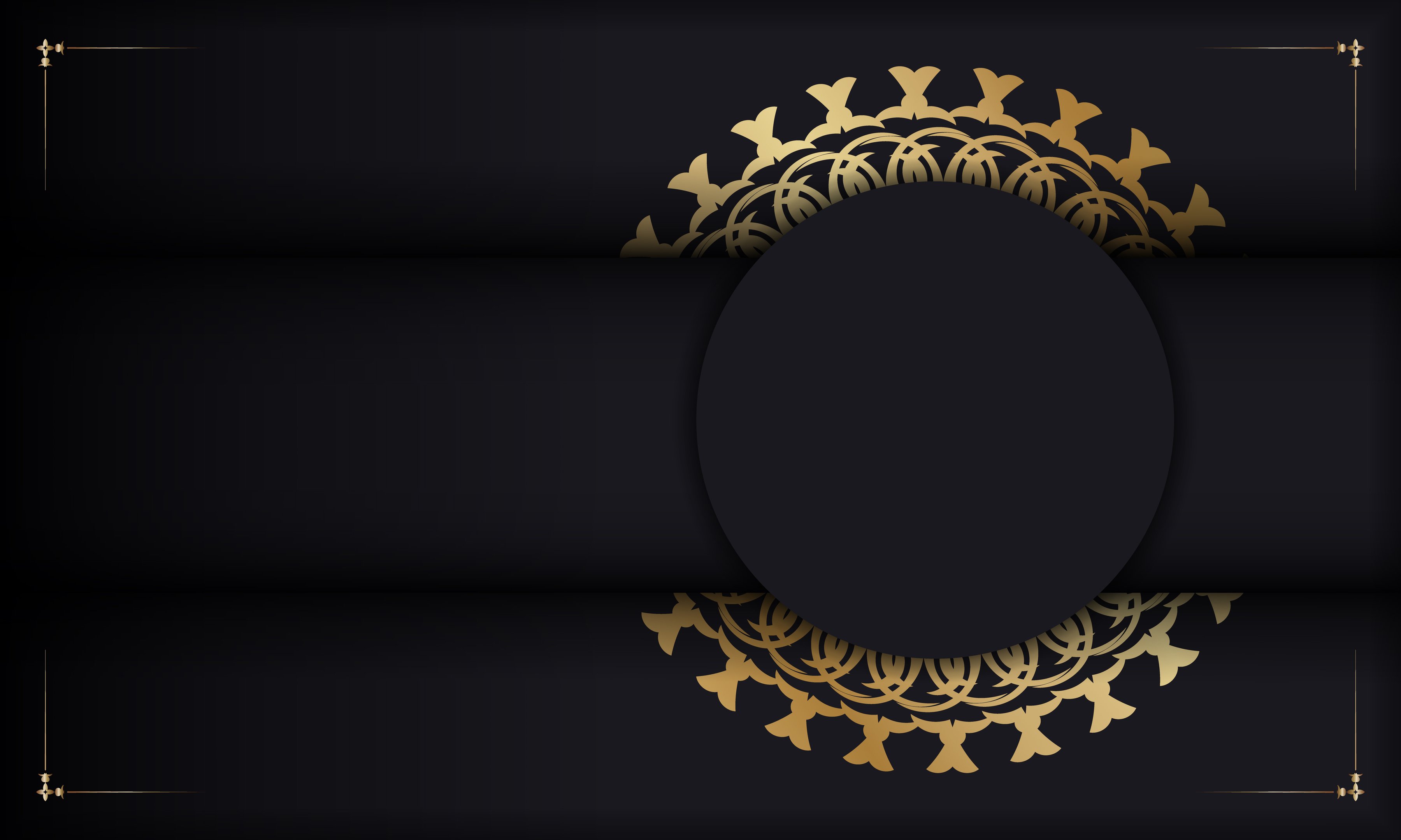 Ornate Golden Frame on a Black Background 